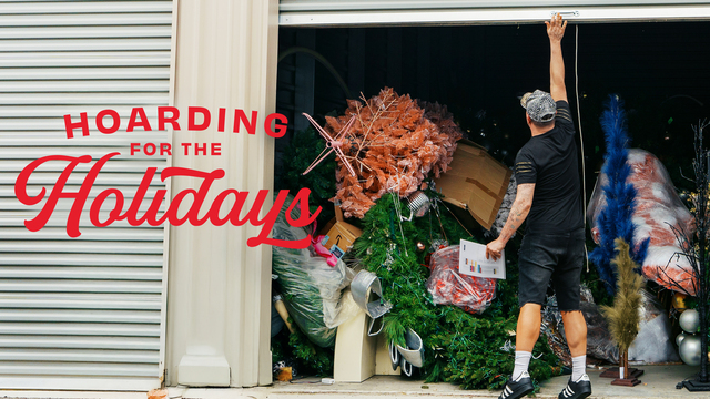 Hoarding for the Holidays key art